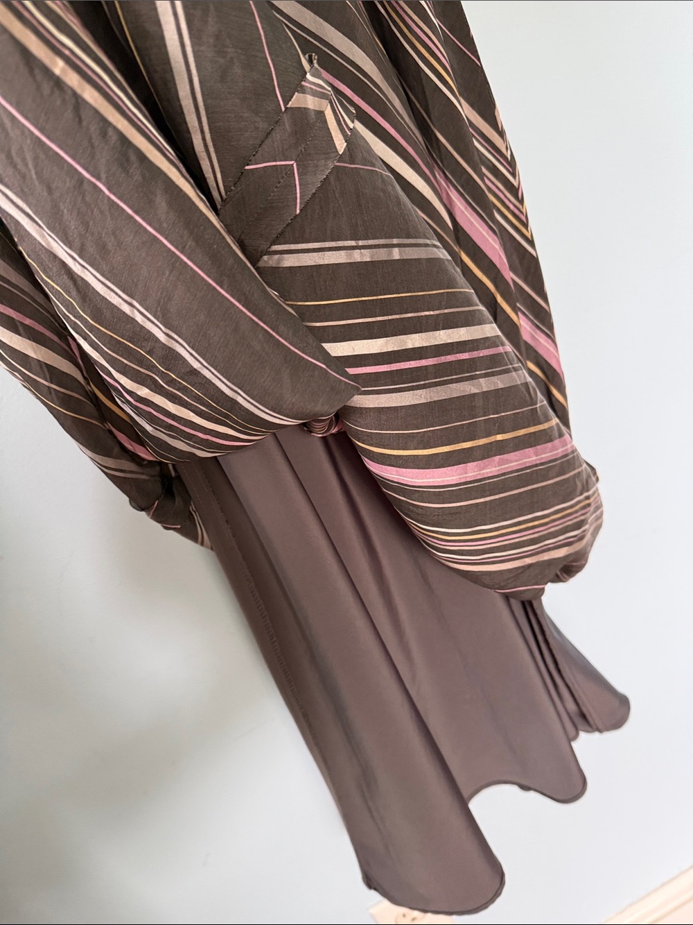 J. Crew Gray Midi Slip Dress with Pink and Cream Stripes - Picture 6 of 8